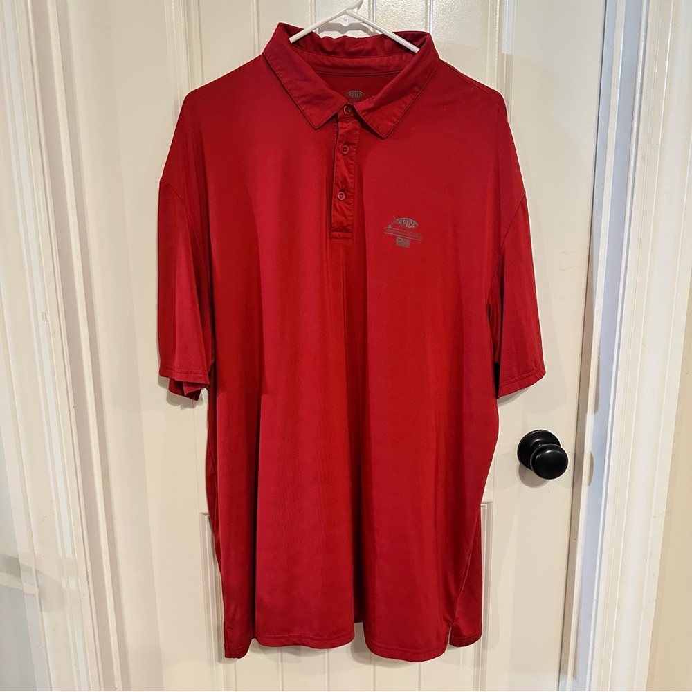Men's Red AFTCO Polo - Performance Short Sleeve XXL